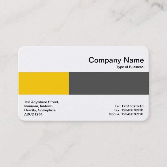 Middle Band - Two Tones - Amber and Dark Gray Business Card (Front)