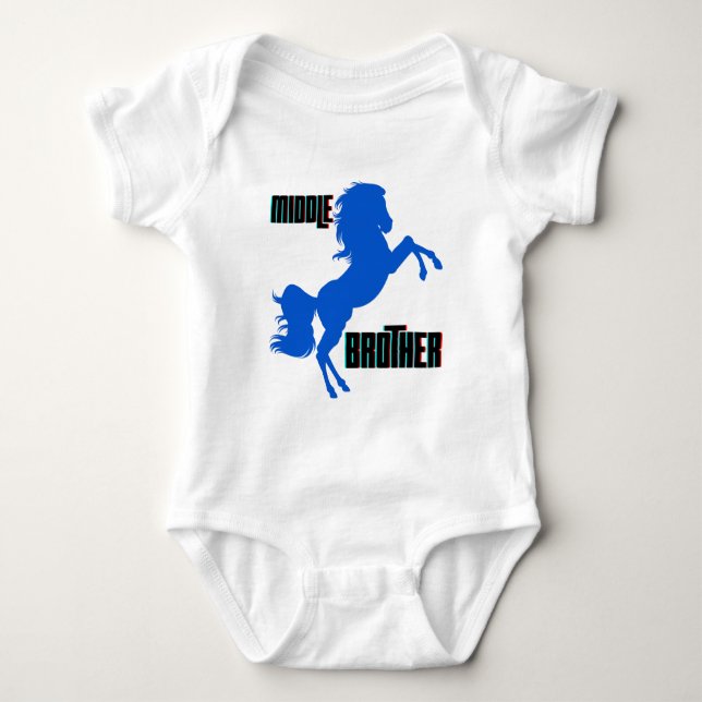 Middle Brother Horse Rearing Baby Bodysuit (Front)