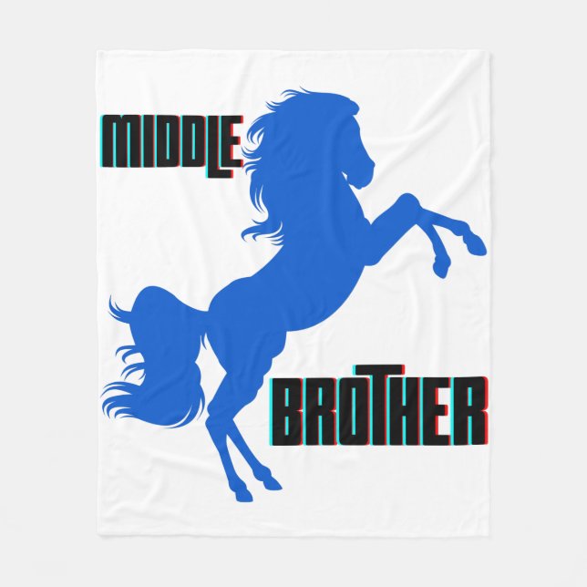 Middle Brother Horse Rearing Fleece Blanket (Front)