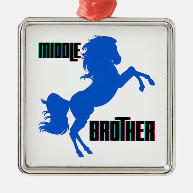 Middle Brother Horse Rearing Metal Ornament (Front)