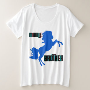 Middle Brother Horse Rearing Plus Size T-Shirt