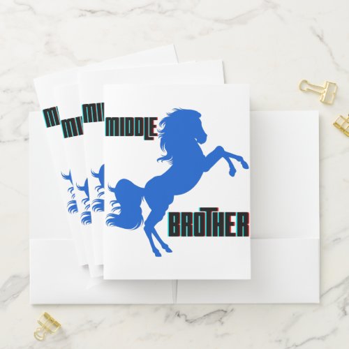 Middle Brother Horse Rearing Pocket Folder