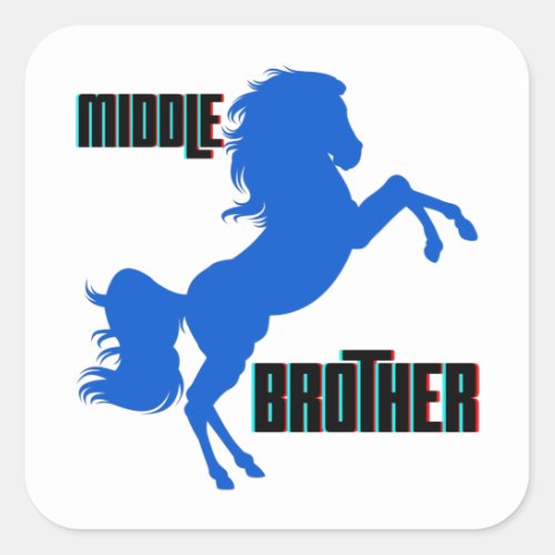 Middle Brother Horse Rearing Square Sticker