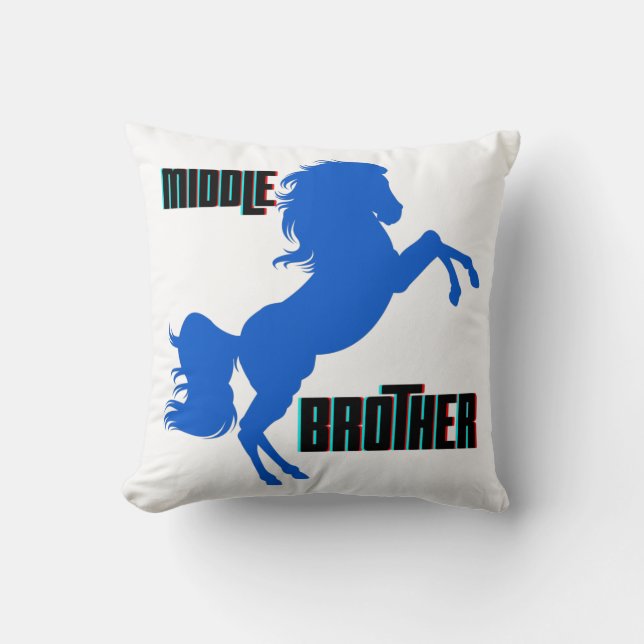 Middle Brother Horse Rearing Throw Pillow (Front)