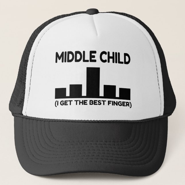 Middle Child Finger Joke Trucker Hat (Front)
