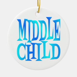 Middle Child Text in Blue Ceramic Ornament