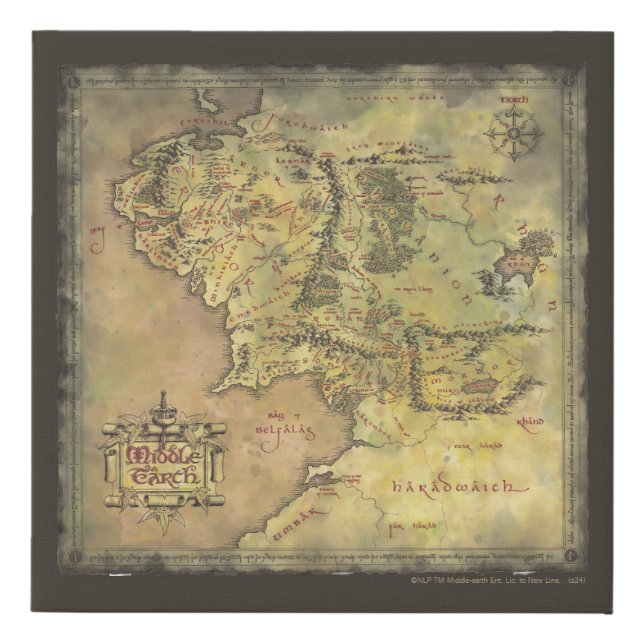 MIDDLE EARTH™ Map Faux Canvas Print (Front)