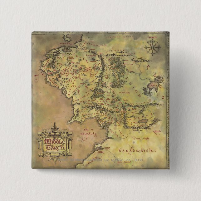 MIDDLE EARTH™ Map Pinback Button (Front)