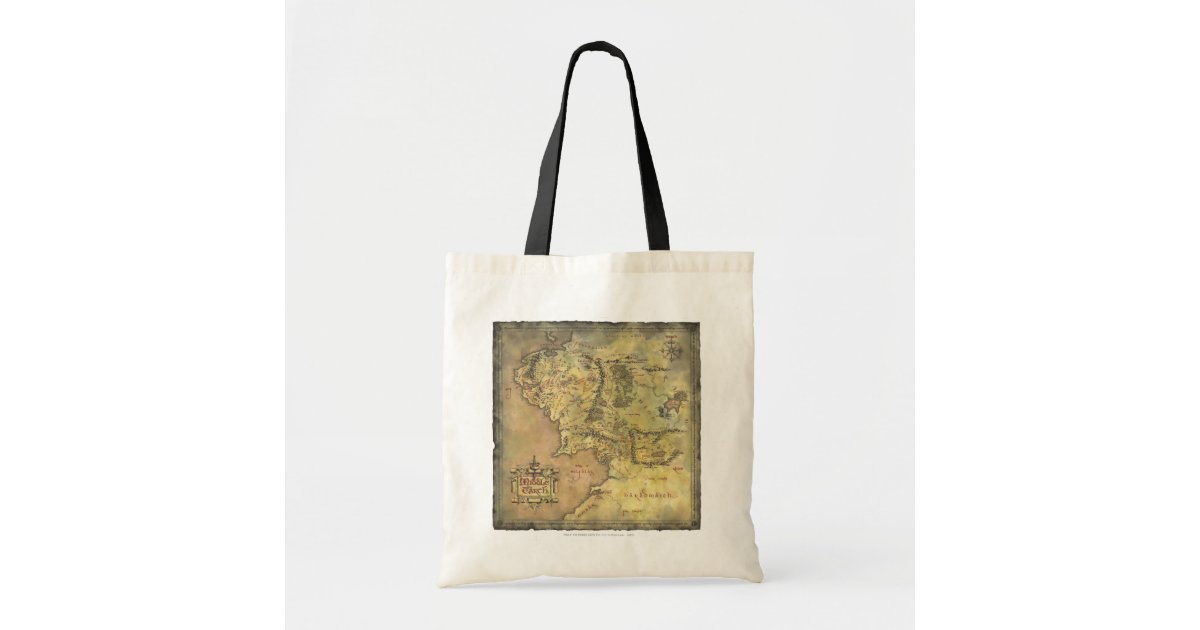 The Lord of the Rings Middle Earth Map Tote Bag : Clothing, Shoes & Jewelry  