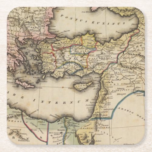 Middle East Atlas Map Square Paper Coaster