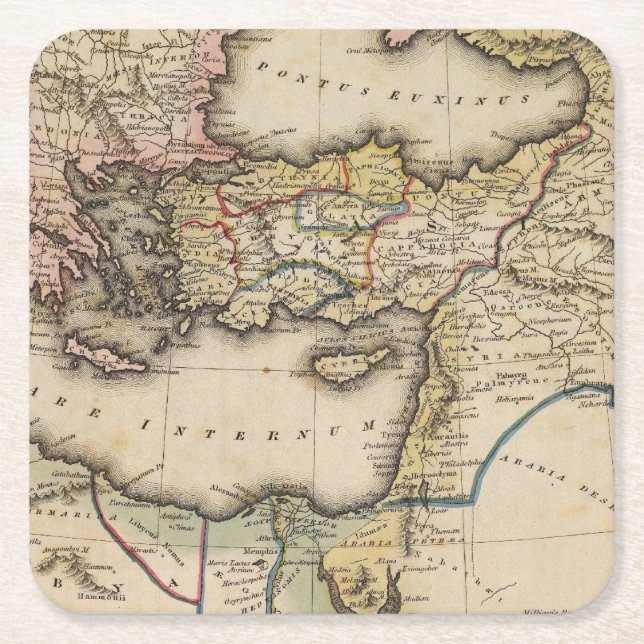 Middle East Atlas Map Square Paper Coaster (Front)