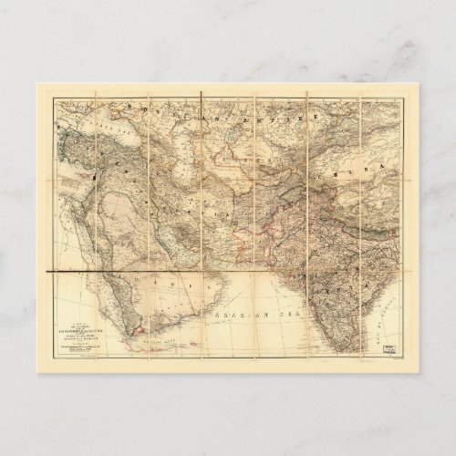 Middle East Map 1885 Postcard