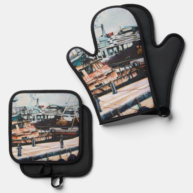 Middle East Martine Jaffé, Israel Oven Mitt & Pot Holder Set (Front/Back)