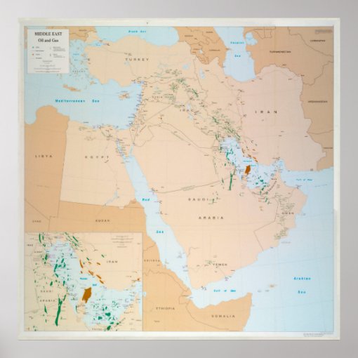 Middle East Oil Fields Map 1993 Poster Zazzle