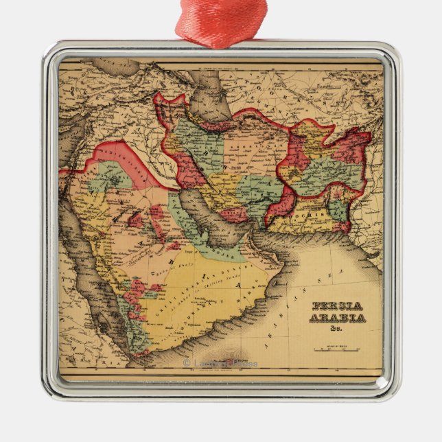 Middle East "Persia Arabia"Panoramic Map Metal Ornament (Front)