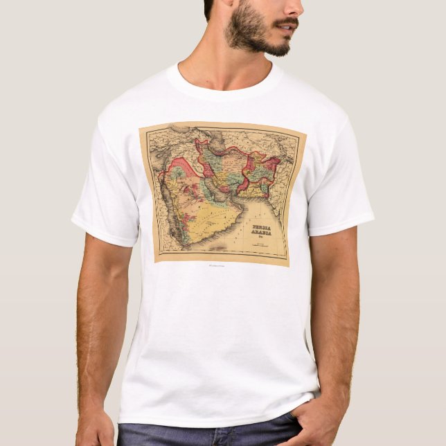 Middle East "Persia Arabia"Panoramic Map T-Shirt (Front)