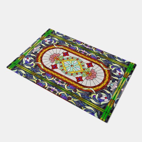 Middle_Eastern Art Nouveau Stained Glass Window Doormat