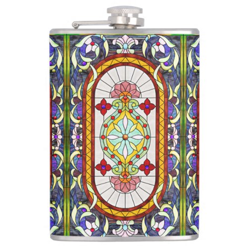 Middle_Eastern Art Nouveau Stained Glass Window Flask