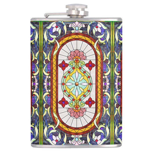 Middle-Eastern Art Nouveau Stained Glass Window Flask (Front)