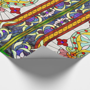 Middle-Eastern Art Nouveau Stained Glass Window Wrapping Paper