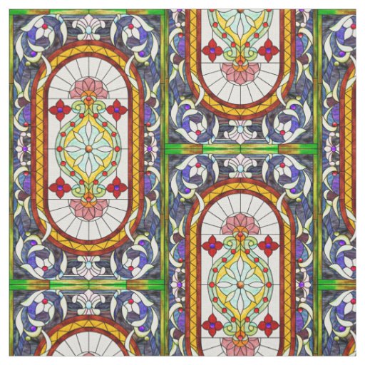 Middle-Eastern Art Nouveau Tiffany Stained Glass Fabric
