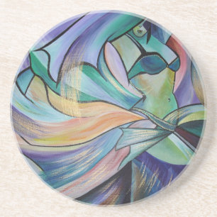 Middle Eastern Belly Dancer With Pastel Veils Coaster