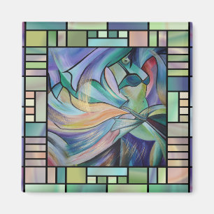 Middle Eastern Belly Dancer With Pastel Veils Magnet