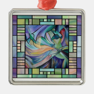 Middle Eastern Belly Dancer With Pastel Veils Metal Ornament