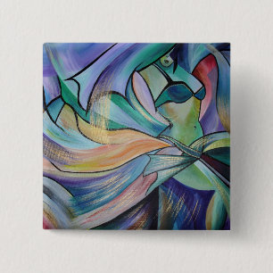 Middle Eastern Belly Dancer With Pastel Veils Pinback Button