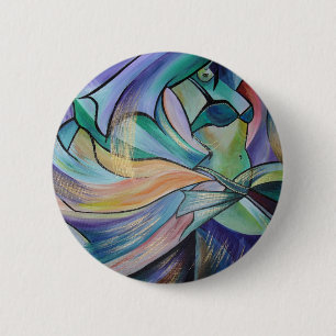Middle Eastern Belly Dancer With Pastel Veils Pinback Button