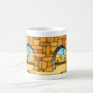 Middle Eastern Desert City Through Ancient Arch Coffee Mug