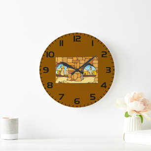 Middle Eastern Desert City Through Ancient Arch Large Clock