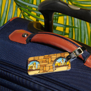 Middle Eastern Desert City Through Ancient Arch  Luggage Tag