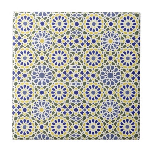 middle eastern green and yellow flower pattern til ceramic tile