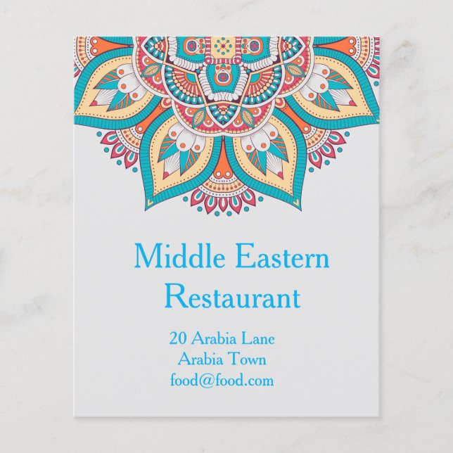 Middle eastern or Lebanese Moroccan restaurant Flyer (Front)