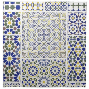 Middle Eastern Tile Patterns in Blue and Yellow Napkin