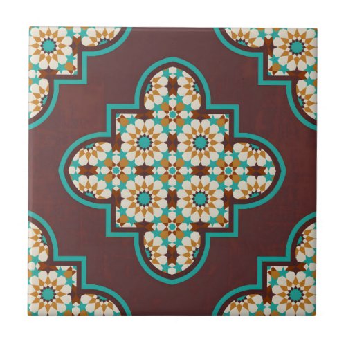 middle eastern vintage orange flower pattern tiles