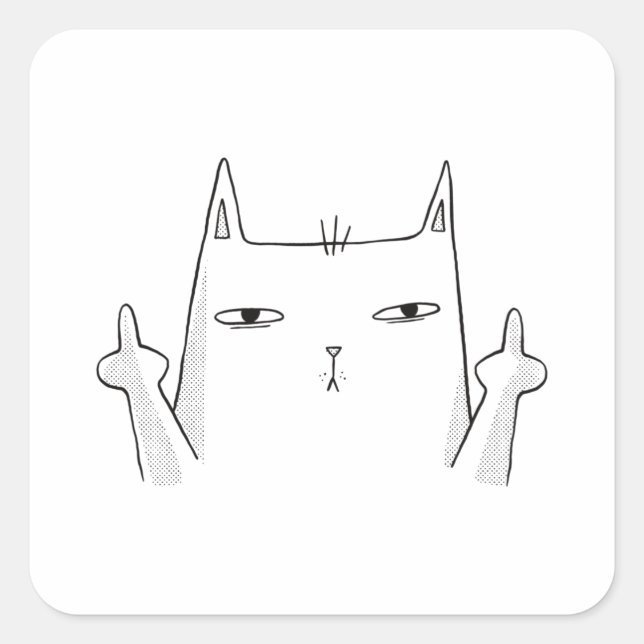 MIDDLE FINGER CAT SQUARE STICKER (Front)