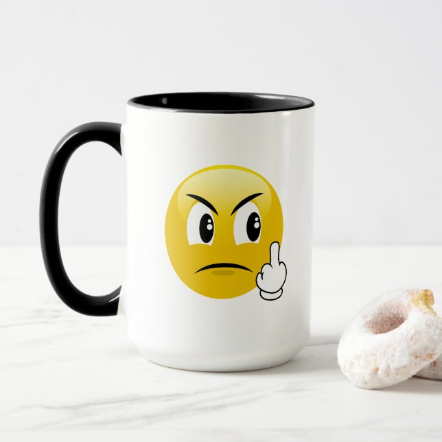 Middle Finger Emoji Mug (With Donut)