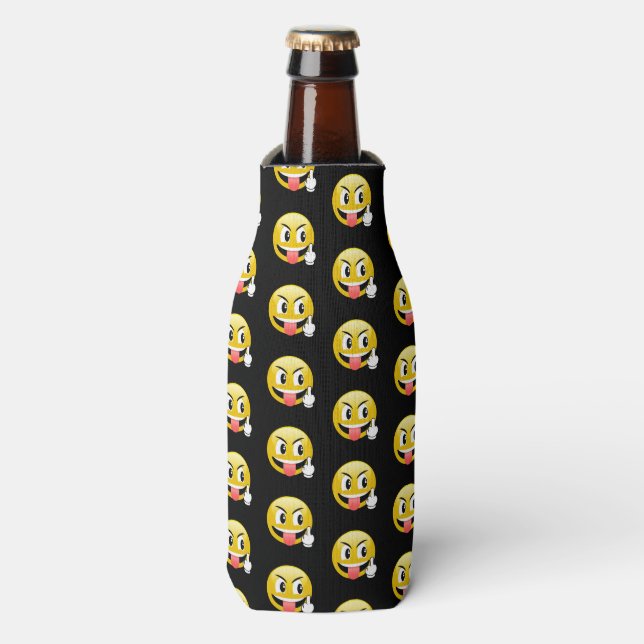 Middle Finger Emoticon Can Cooler (Bottle Front)