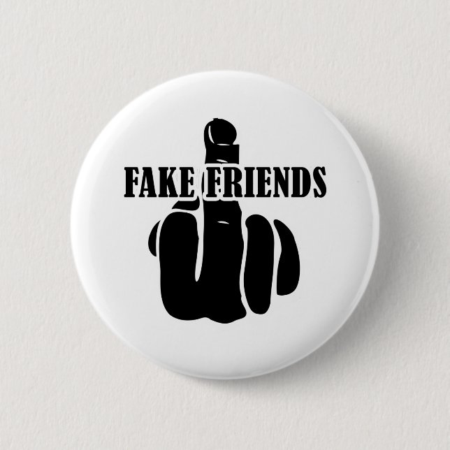 Middle Finger Fake Friends Button (Front)