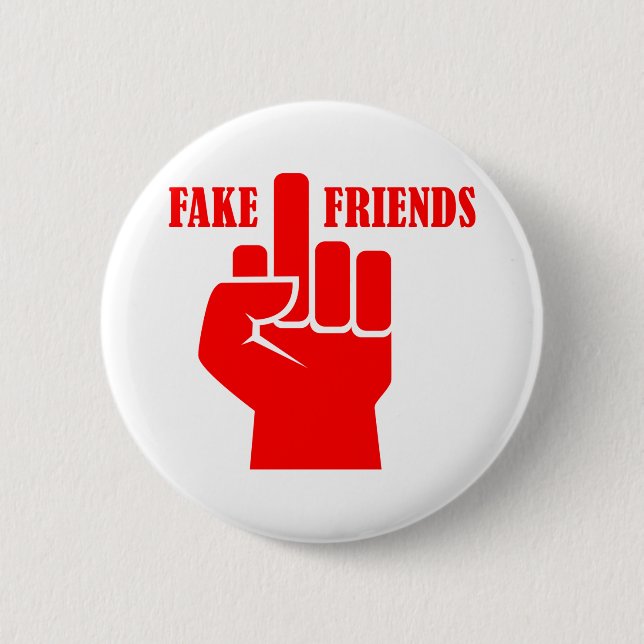 Middle Finger Fake Friends Button (Front)