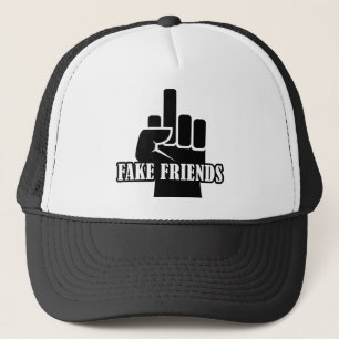 Middle Finger Fake Friends Trucker Hat