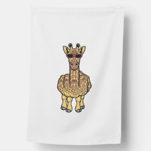 Middle Finger Giraffe Funny Offensive Rude Safari  House Flag