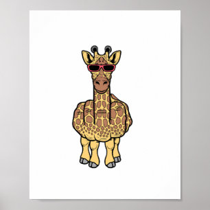 Middle Finger Giraffe Funny Offensive Rude Safari Poster