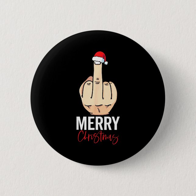 Middle Finger Merry Christmas  Button (Front)