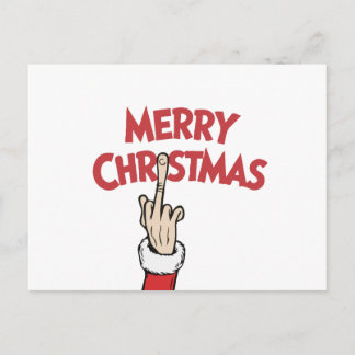 Middle Finger Merry Christmas Holiday Postcard