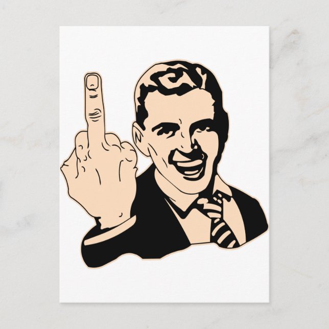 Middle Finger Salute Retro Postcard (Front)