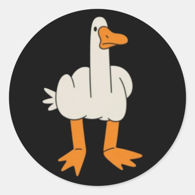 Middle Finger Seagull Humor Funny Gesture Flip Off Classic Round Sticker (Front)