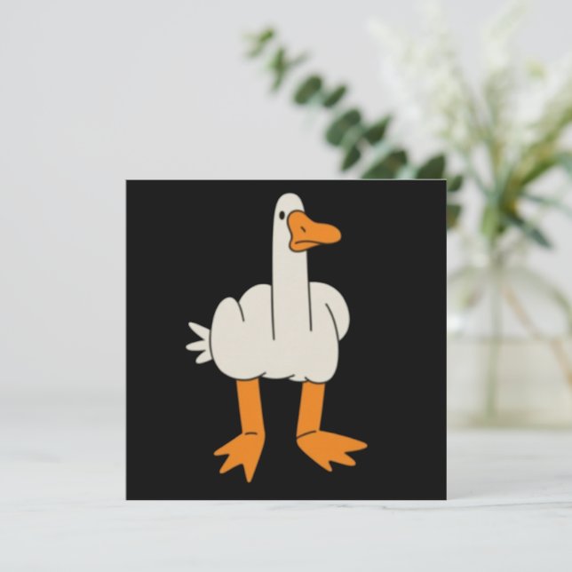Middle Finger Seagull Humor Funny Gesture Flip Off Invitation (Standing Front)